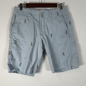 Gap Men's Chino Shorts Size 29 Hula Girl Embroidered‎ Light Blue Vacation Shorts